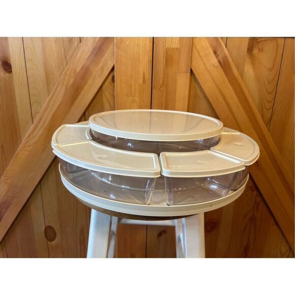 Vintage Thermo Serv Lazy Susan Style Salad Bar Carousel & Condiment Bowls - Picture 6 of 13